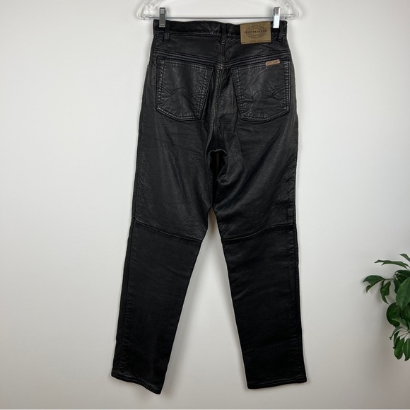 Vintage Washable Black Leather High Waisted Straight Leg Pants Size 26 - Picture 9 of 16